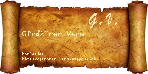 Gfrörer Vera névjegykártya